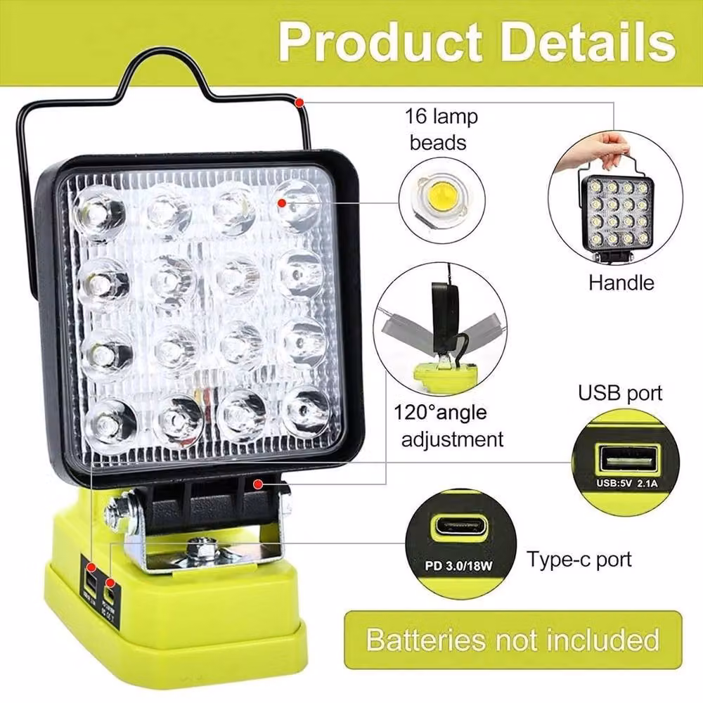 SPETLEK 3400LM LED Cordless Work Floodlight for Ryobi 18V ONE+ Battery, Black and Multicolour – 6