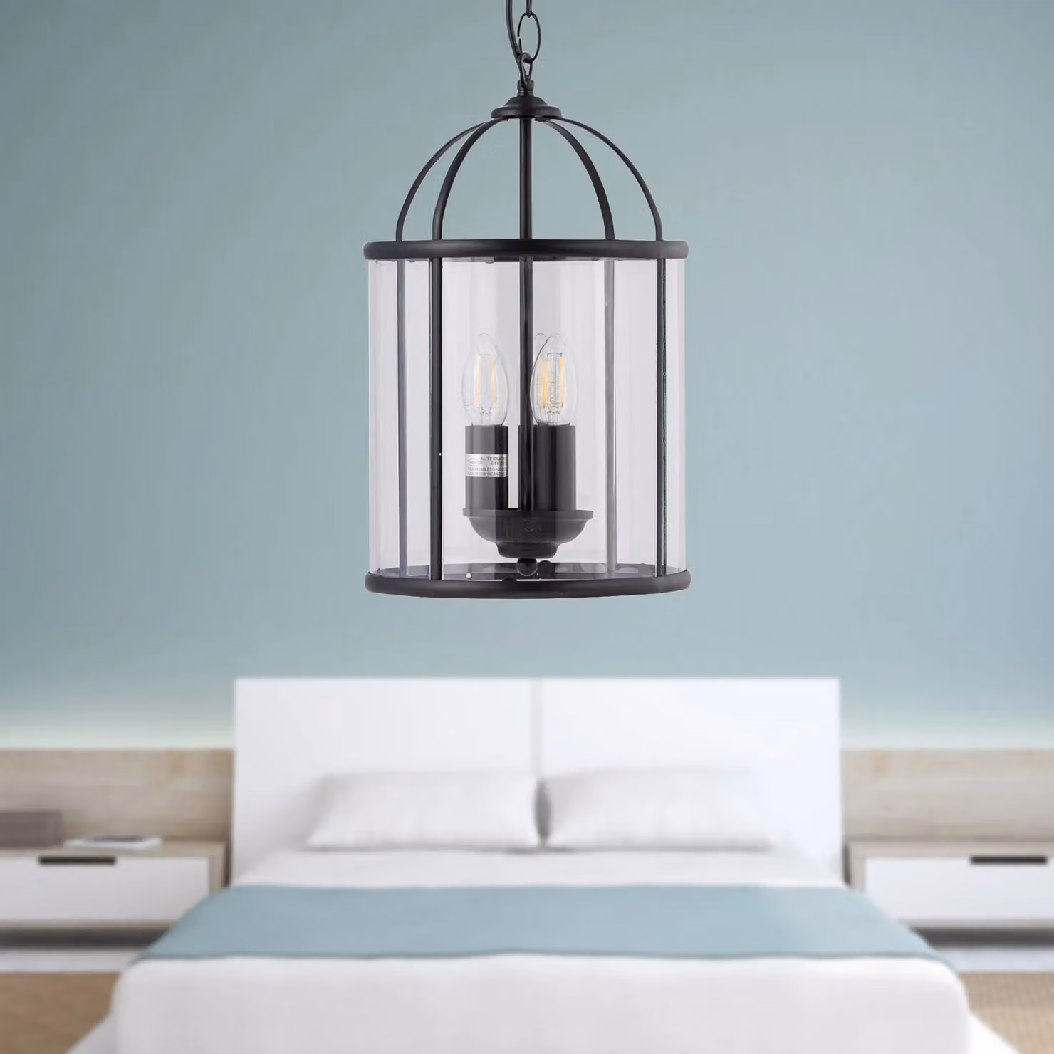 First Choice Lighting Alicia Black 3 Light Lantern Style Pendant with Transparent Glass – 3