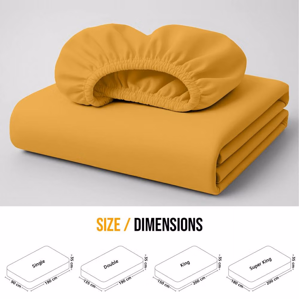 Lazzaro Home Feel the Difference Exclusive Microfibre Fitted Sheet in Gold, Single, W/D/H: 90 x 190 x 40 cm – 2