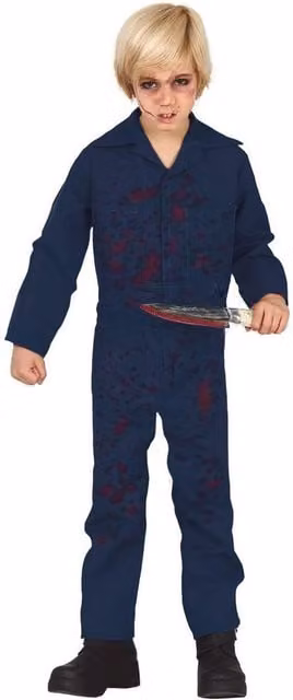 Fiestas Guirca Childrens Murderer Costume in Blue for Ages 7+