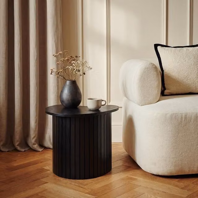 OHS Madison Irregular Oval Ribbed Side Table in Black