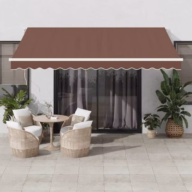 Berkfield Home Manual Retractable Aluminium Folding Arm Awning in Brown, W: 400 cm, D: 300 cm