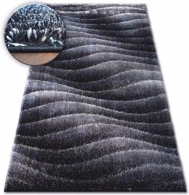 RugsX Black Shaggy Space Rug, W/D: 80 x 150 cm