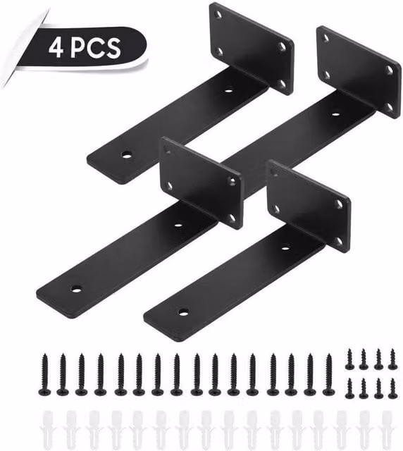 SPETLEK Steel Floating Shelf Supports, Black, 15 cm, 4 Pieces – 1