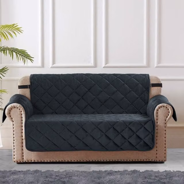 Velosso Matte Velvet Luna 3 Seater Sofa Protector in Charcoal Grey