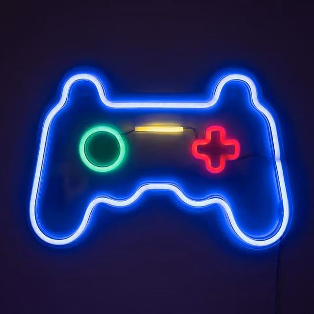 ValueLights Games Controller LED Neon Wall Decoration in White and Multicolour RGB
