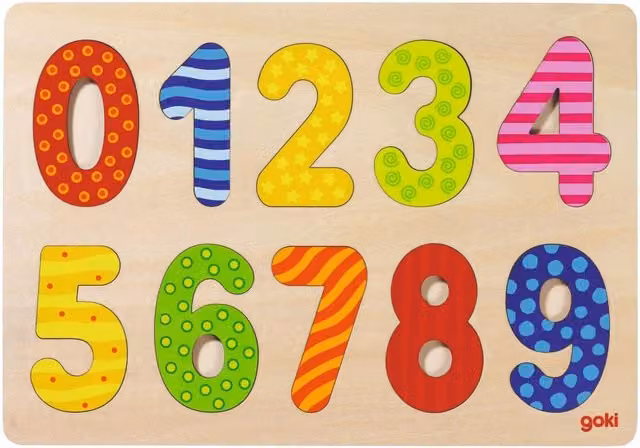 Toytastic Multicolour Wooden Number Puzzle 0-9 with Knob Inset
