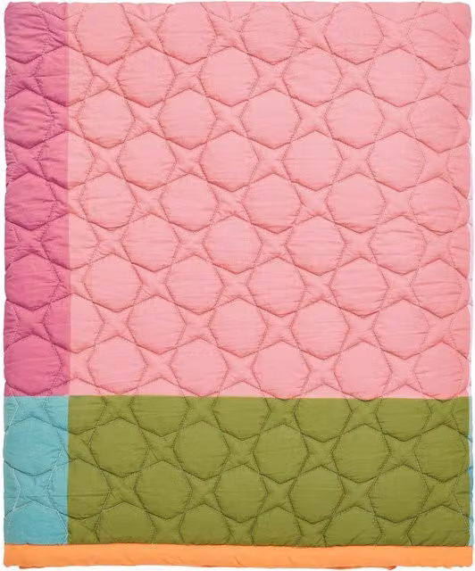 Land & Shore Nova Quilted Geometric Cotton Throw, Multicolour