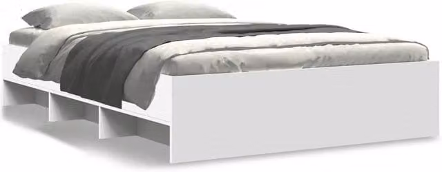 Berkfield Home White Engineered Wood Double Bed Frame with Side Compartments W/D/H: 135 x 190 cm – 1