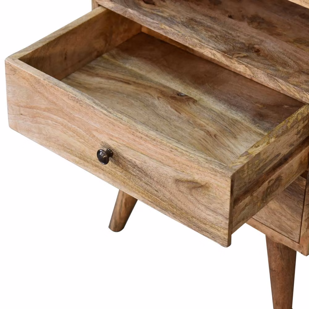 Direct Wicker Classic Oak-ish Solid Wood Bedside Table in Brown with 2 Drawers and 1 Open Slot, W/D/H: 45.0 x 35.0 x 60.0 cm – 4