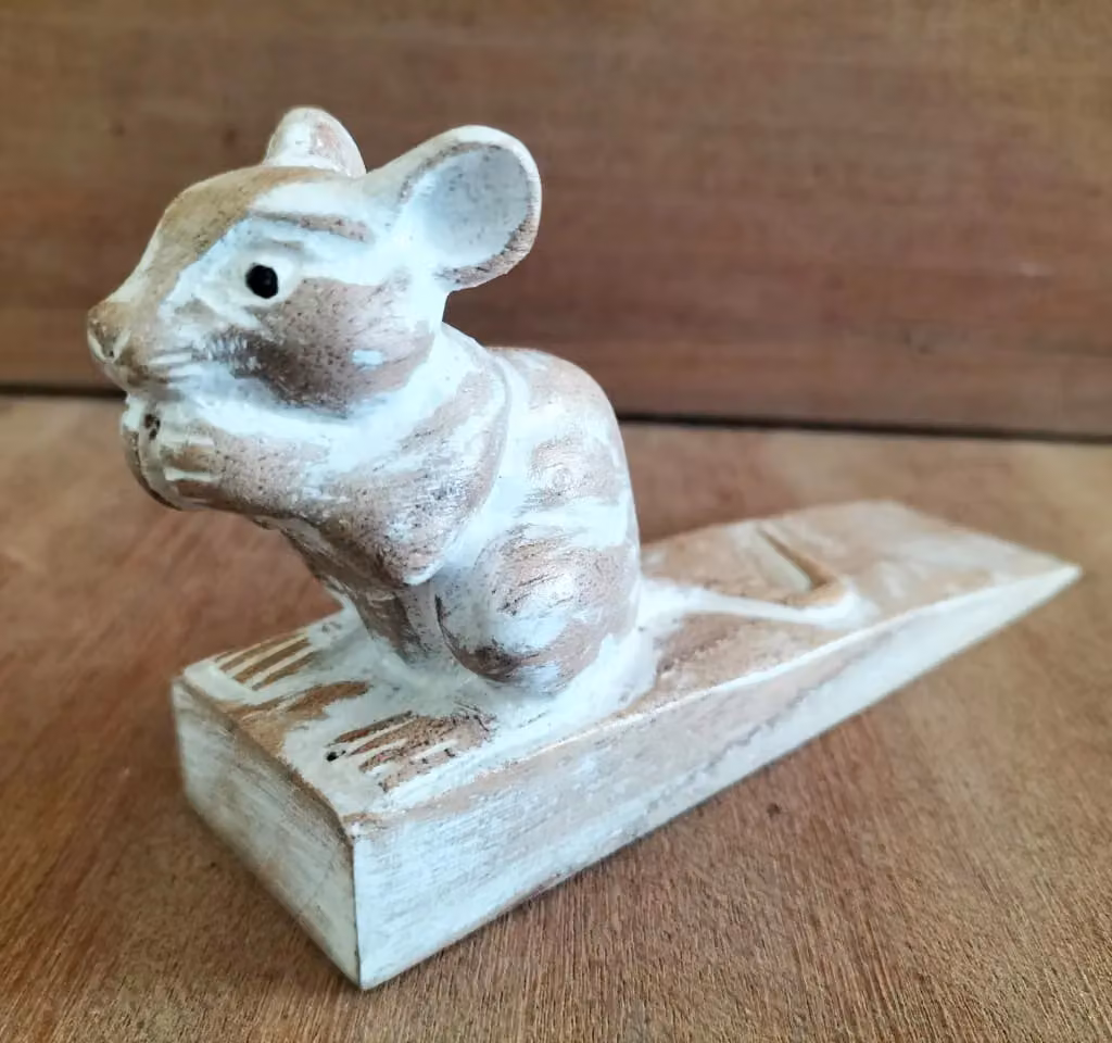 KDMD Hand Carved Dormouse Wood Doorstop in Brown – 3