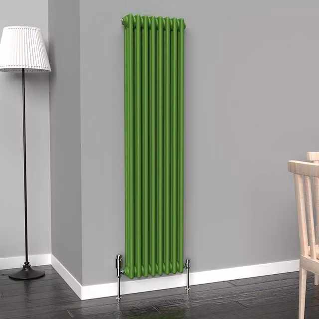 Lux Heat Vertical Coloured Column Radiator in Apple Green, H 150 cm x W 38 cm