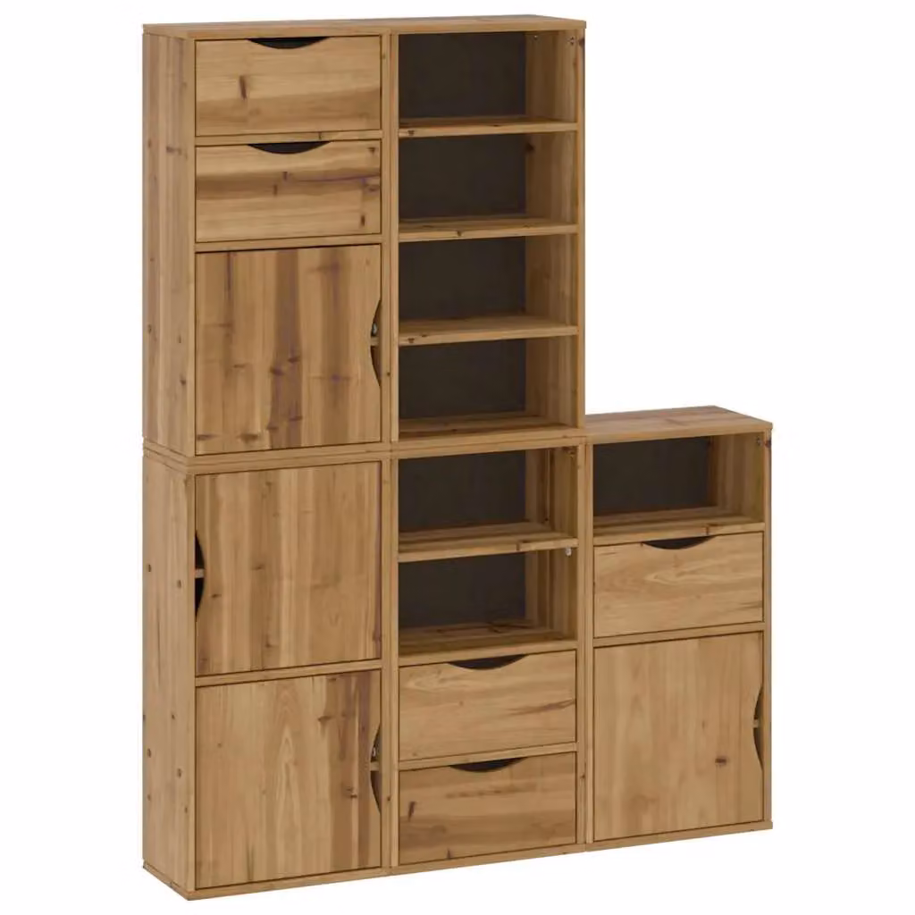 Berkfield Home ODDA Set of 5 Side Cabinets in Brown Solid Wood Pine, W/D/H: 40 x 24 x 79 cm – 2