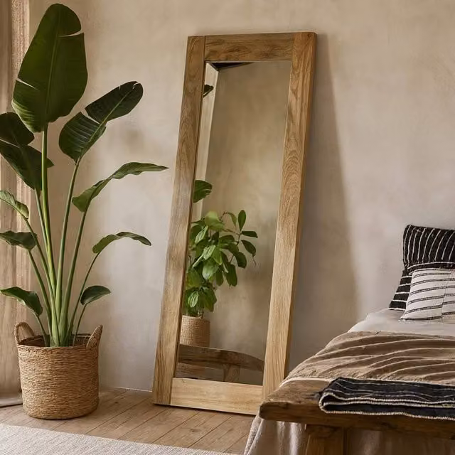 Wyld Haus California Large Rectangular Wall Mirror in Brown Solid Mango Wood – 1