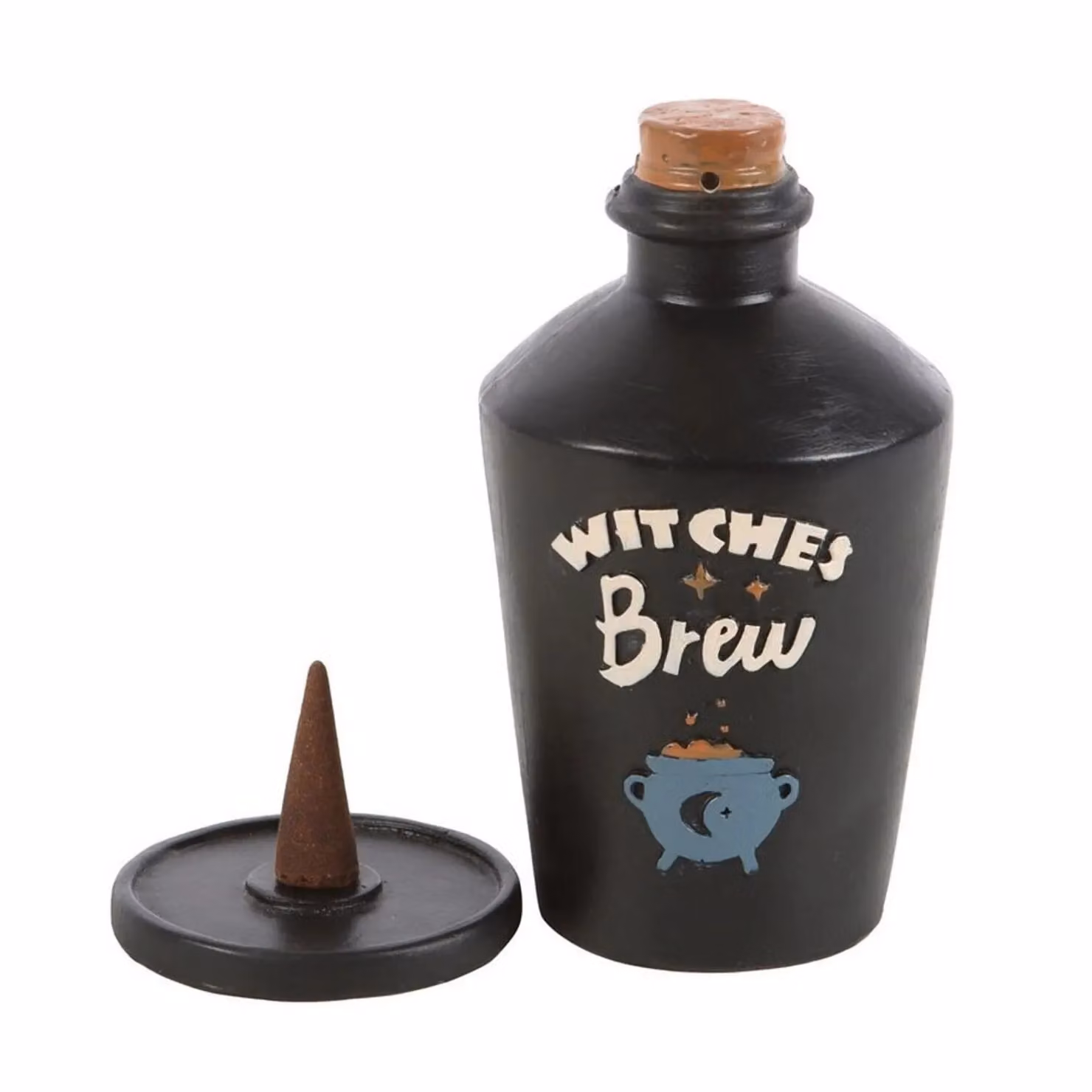 Something Different Witches Brew Potion Bottle Incense Cone Holder, Black Ceramic, H 13.5 cm x W 7.3 cm x D 7.0 cm – 2