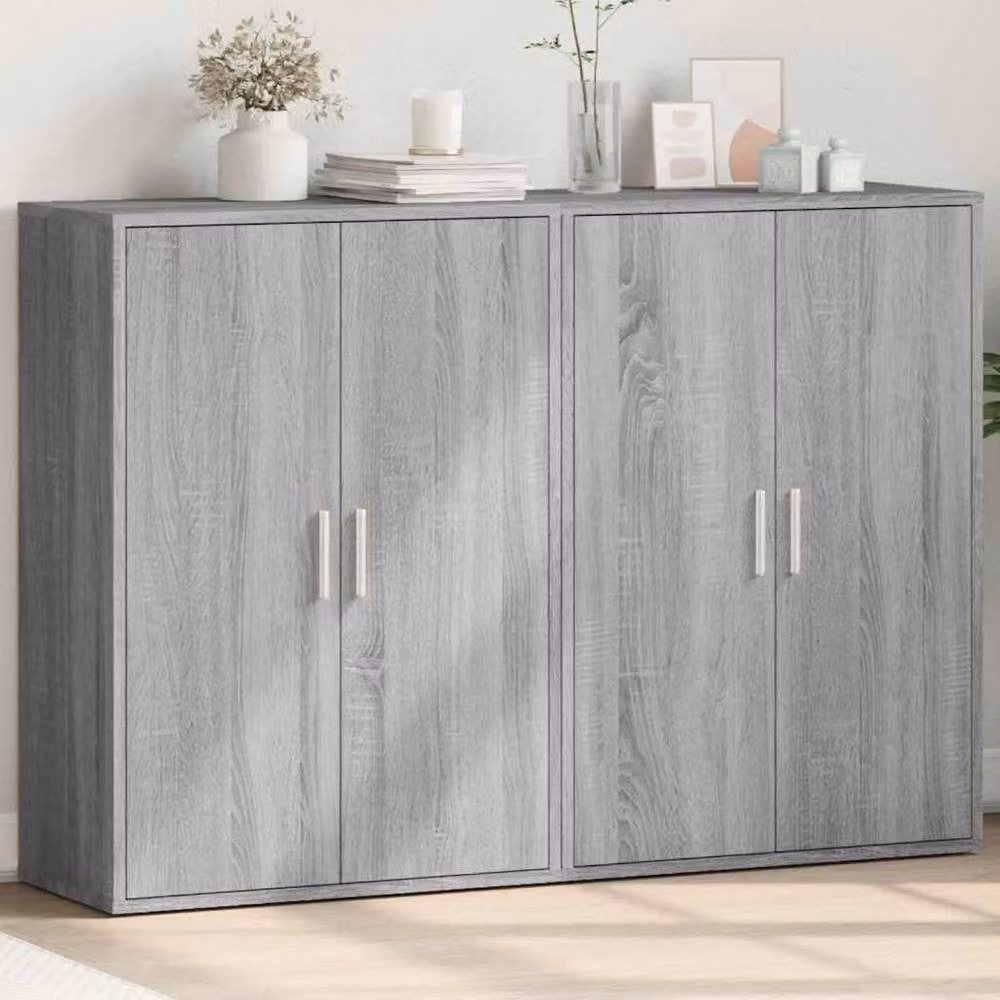 Berkfield Home Set of 2 Modern Grey Sonoma Sideboards in Engineered Wood, W/D/H: 60 x 31 x 84 cm – 1