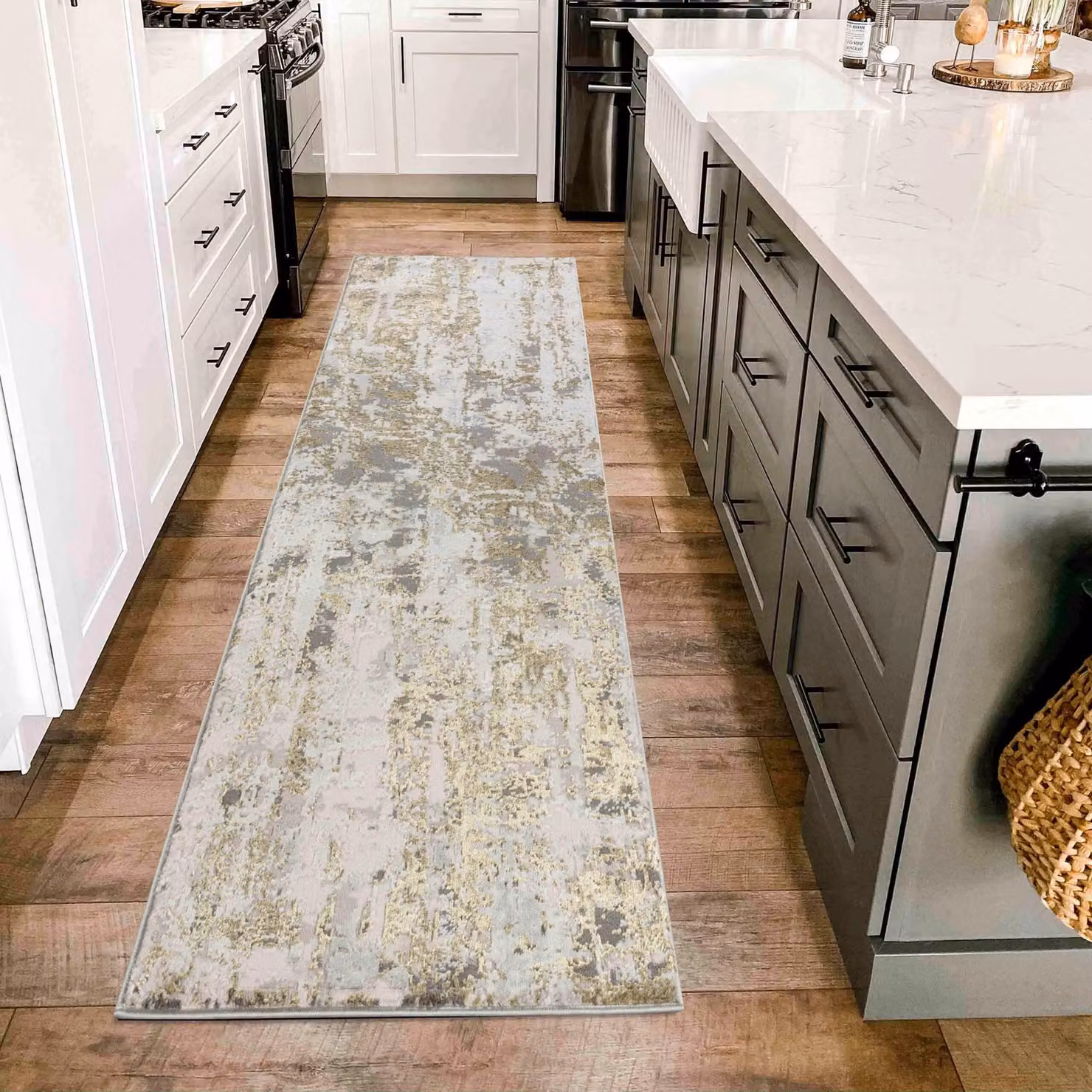 Desire Rugs Styra Modern Abstract Area Rug in Gold and Silver, W: 200 cm, D: 290 cm – 3
