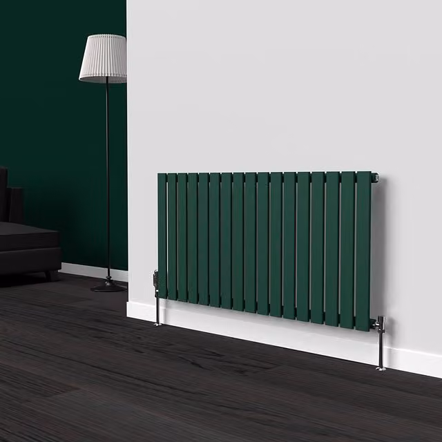 Lux Heat Flat Horizontal Coloured Radiator in British Racing Green, W: 119 cm, H: 60 cm