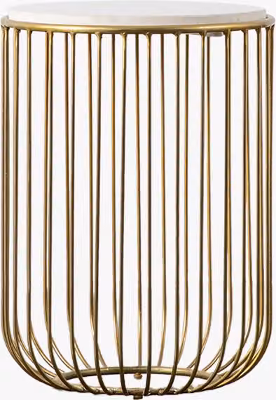 Perch & Parrow Modern Round Marble and Metal Side Table in Gold and Black