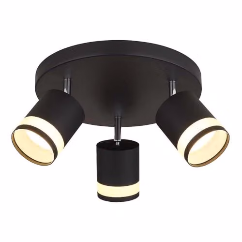 Globo Lighting Lucero Round Adjustable LED Ceiling Spotlight Cluster in Black with 3x GX53 Bulbs – 1