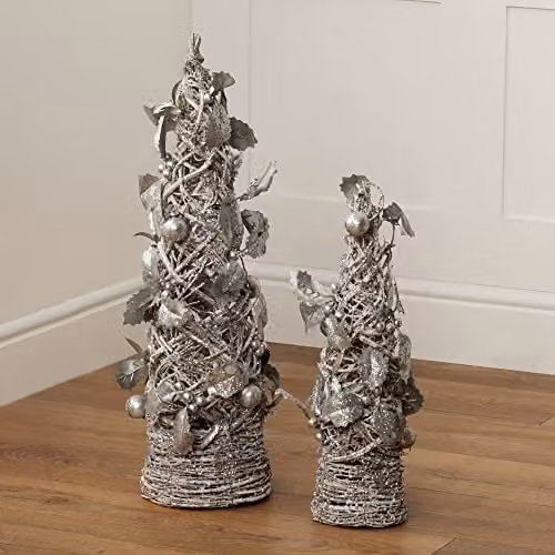 Christmas Village Handcrafted Silver Twin Set of 2 Decorative Christmas Tree Ornaments – 4