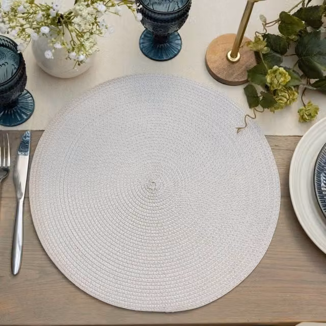 D-C-Fix Wipe Clean Woven Round Placemats in Grey Stone – 1
