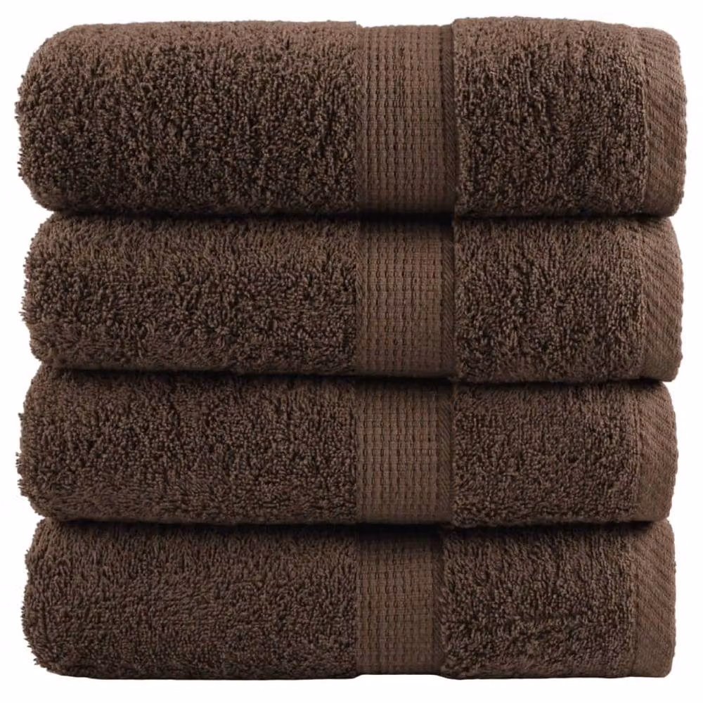 Berkfield Home SOLUND Premium Cotton Terry Soap Towels, Brown, 4 Pack, W/D/H: 30 x 30 cm, 600gsm – 2
