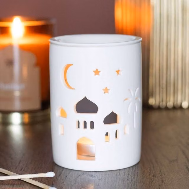 Uniqueful White Cut Out Mosque Multi Purpose Tealight Burner, Diameter: 15 cm – 1