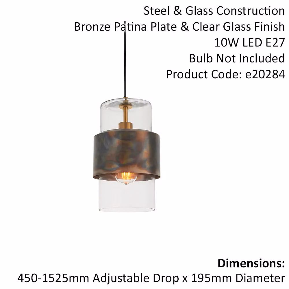 Loops Bronze Hanging Ceiling Pendant Light with Transparent Glass Shade – 2