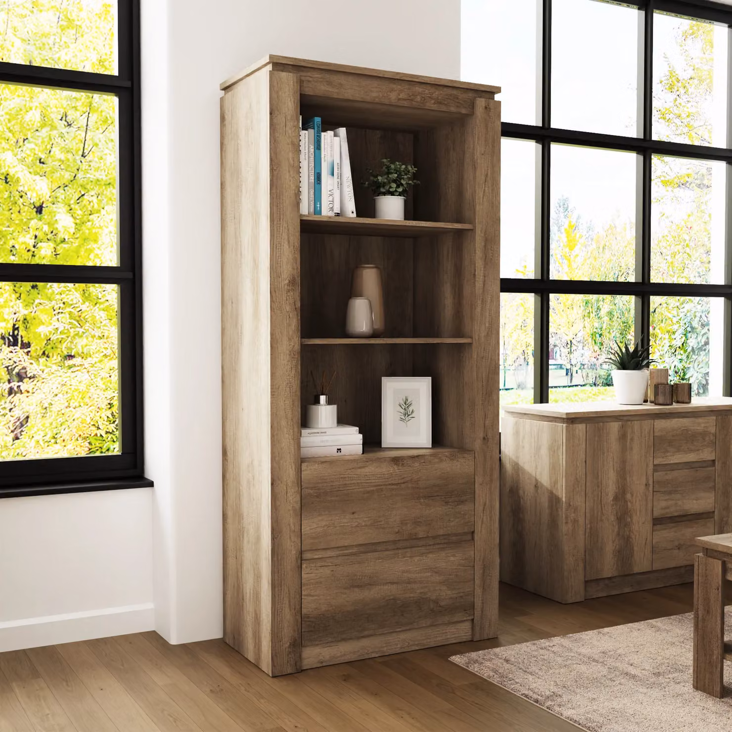 GFW Modern Brown Wood Bookcase – 3