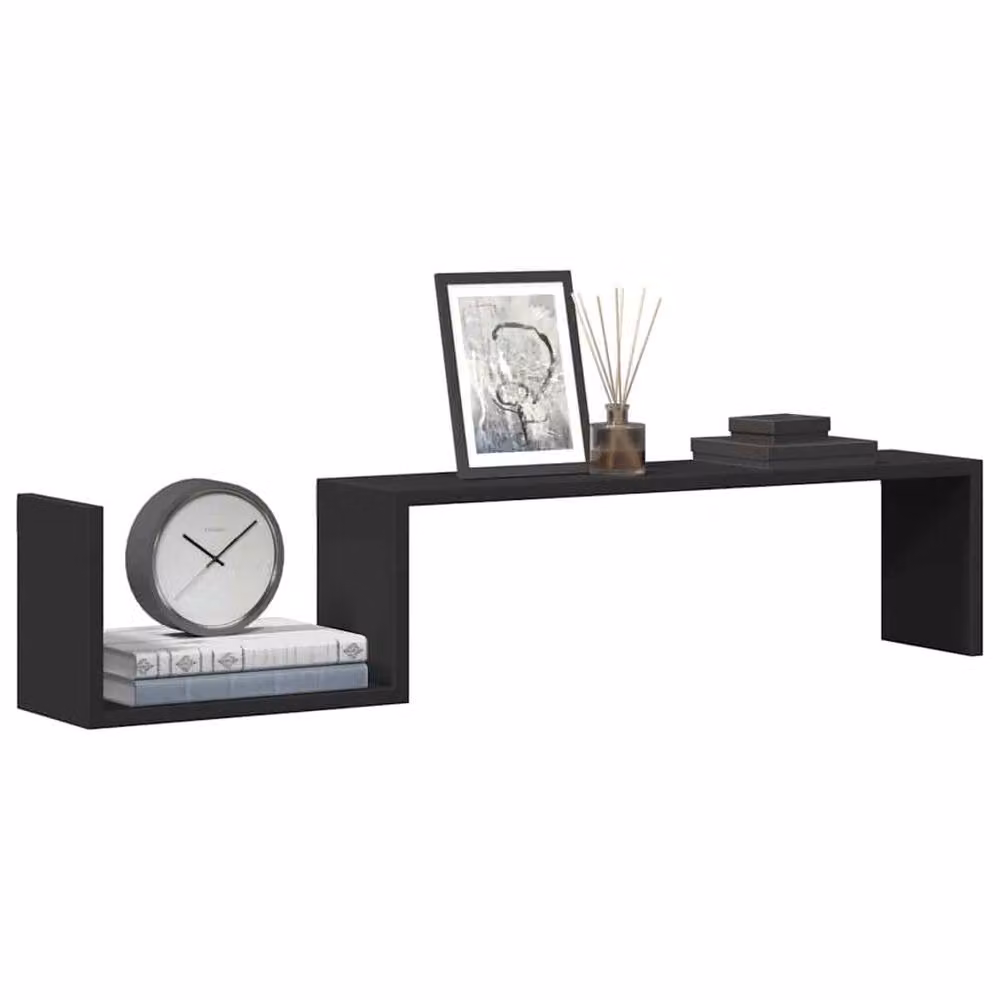 Berkfield Home Wall Mounted Shelf Set of 2 in Black, W: 100 cm, D: 20 cm, H: 15 cm – 3