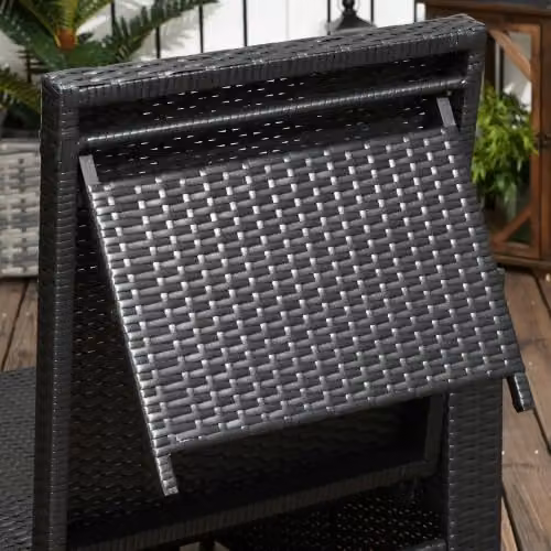 Outsunny 5-Piece PE Rattan Sun Lounger Set with Adjustable Headrest and Side Tray, Black – 5