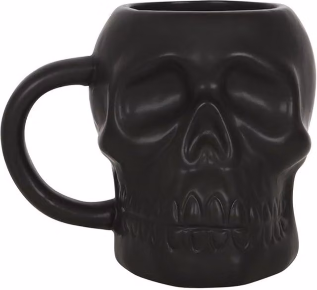 KDMK Ceramic Matte Skull Mug in Black, 500 ml