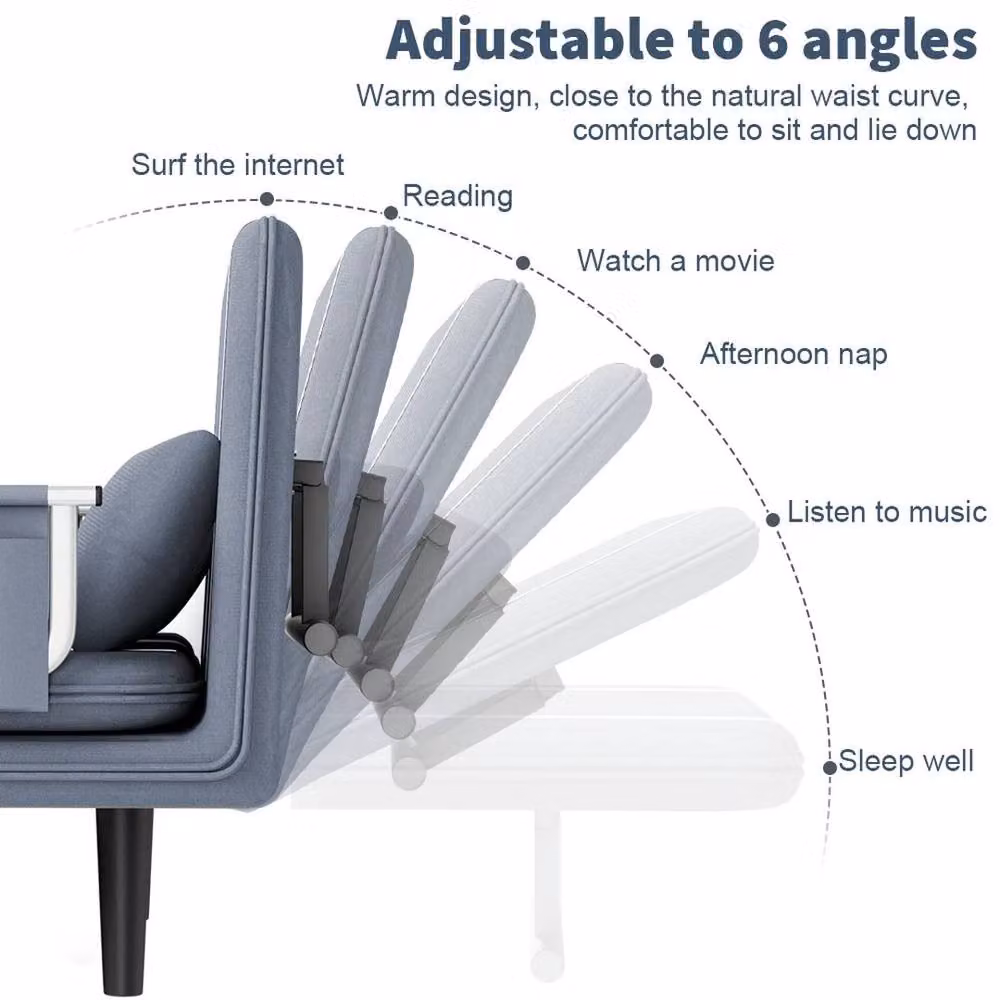 EONLION Double Fabric Sofa Bed in Grey with Sleeping Function and Removable Covers, W/D/H: 100 x 200 x 76 cm – 5