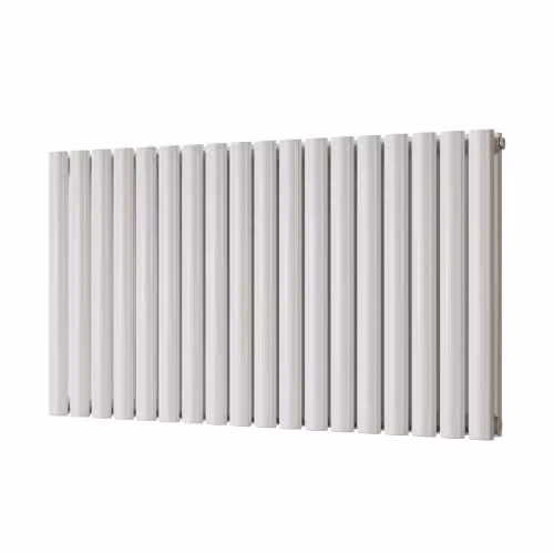 UK Radiators Omeara White Elliptical Tube Horizontal Designer Radiator, H: 60.0 cm, W: 104.4 cm – 1