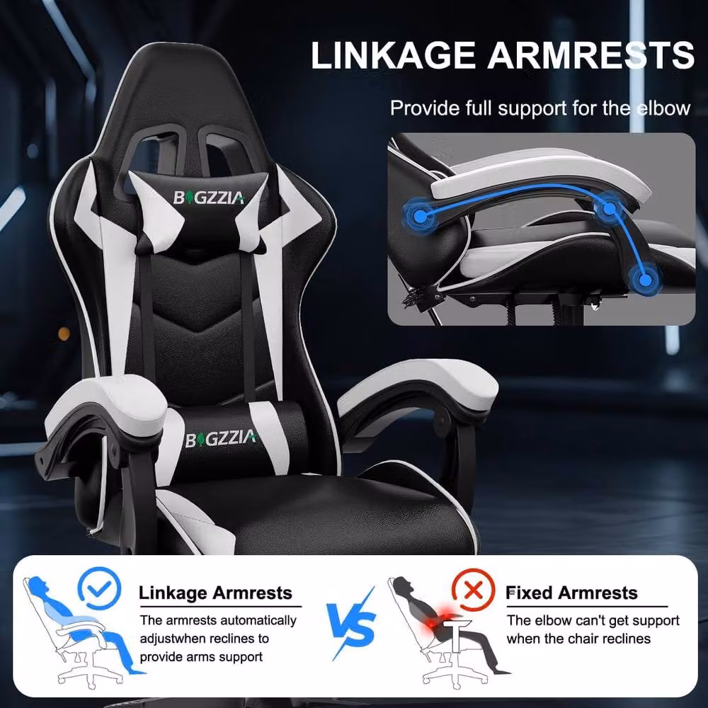 Gartistgo Bluetooth Gaming Chair in Black with Lumbar Support and Headrest – 6