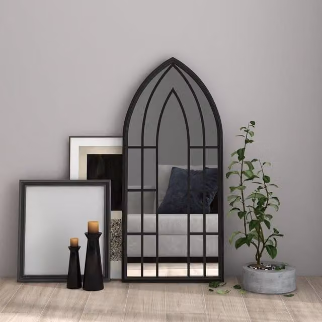 Berkfield Home Antique Black Metal Rectangular Wall Mirror W: 100 cm, H: 45 cm