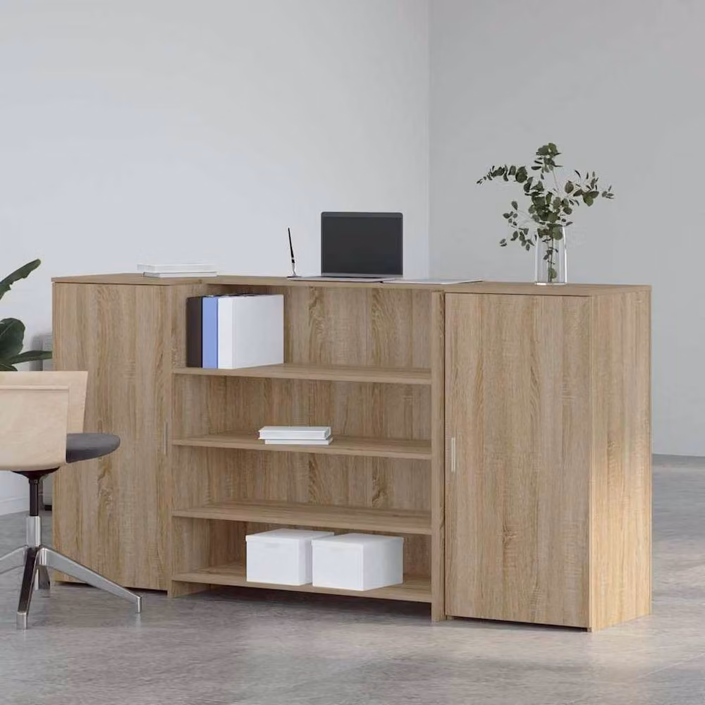 Berkfield Home Sonoma Oak Reception Desk in Light Brown, W/D/H: 200 x 50 x 103.5 cm – 2