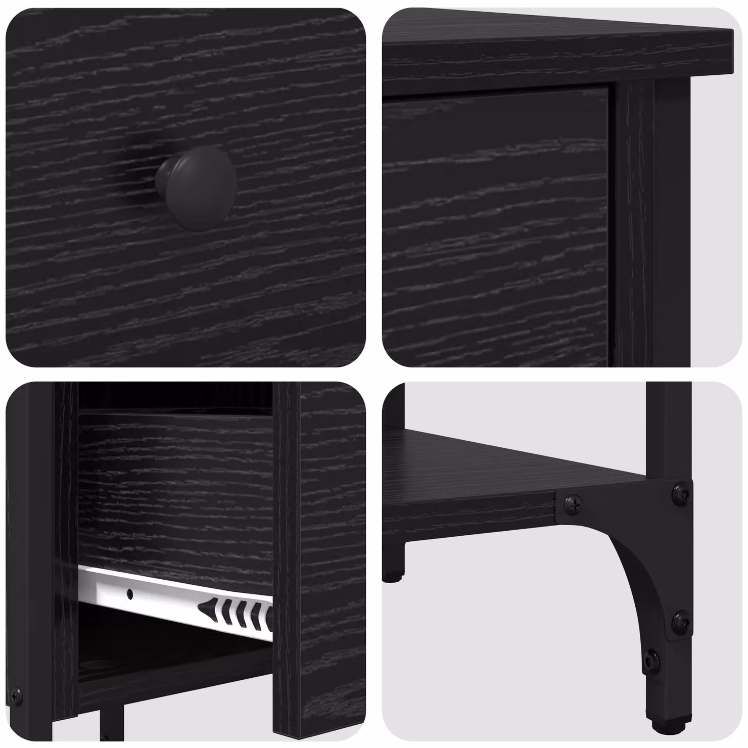Berkfield Home Set of 2 Black Oak Bedside Cabinets in Brown, W/D/H: 34 x 36 x 70 cm – 5