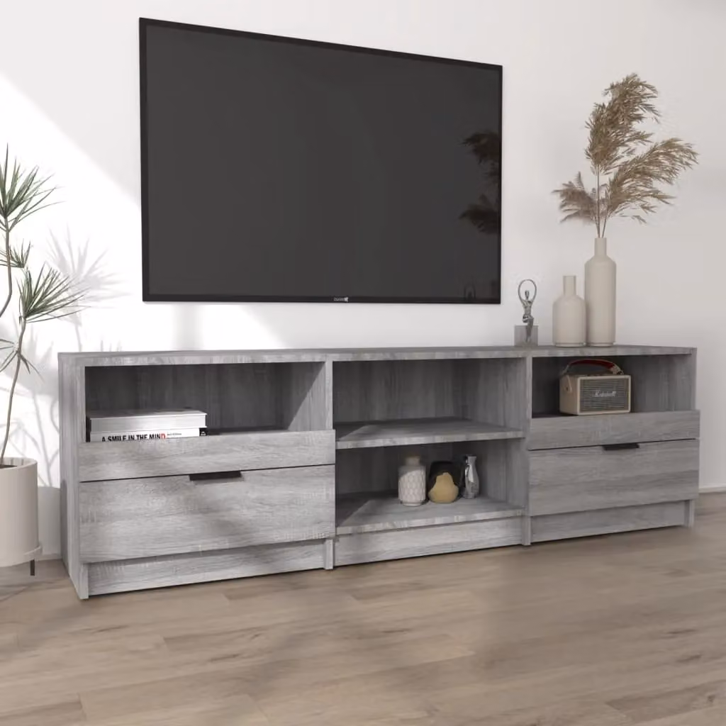 Berkfield Home Modern TV Cabinet in Grey Sonoma, W: 150 cm, D: 33.5 cm, H: 45 cm – 3