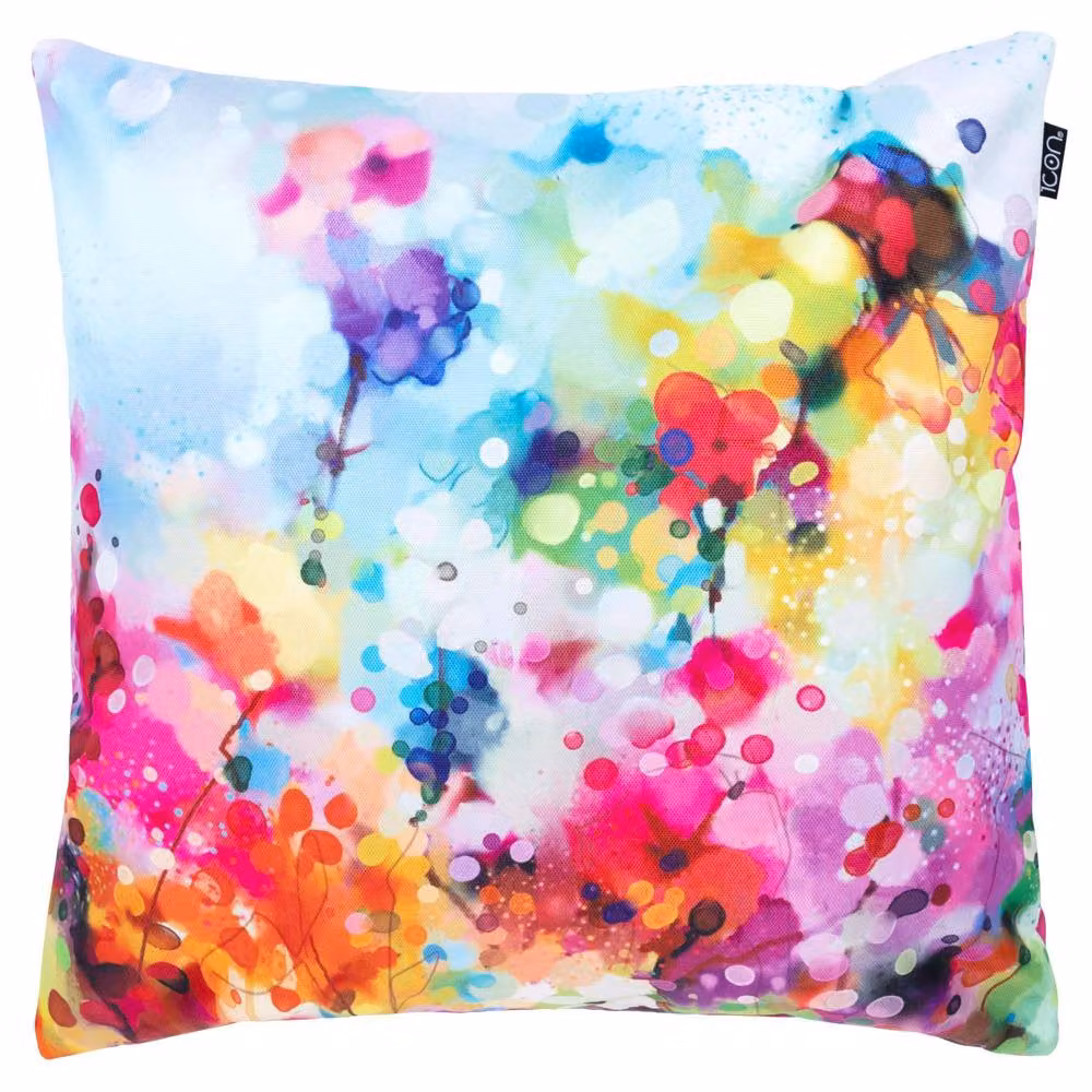icon Spring Flower Square Cushion, Pink and Multicolour, W/D/H: 43 x 43 x 43 cm – 2