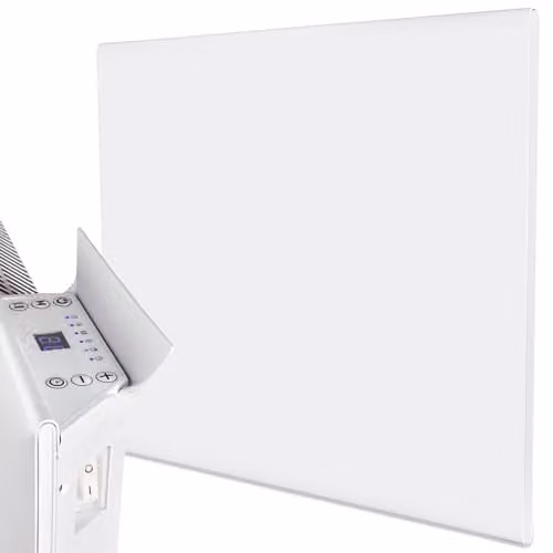 MYLEK 1000W White Slimline Wall Mounted Aluminium Electric Panel Heater, W/H: 50 x 42.5 cm