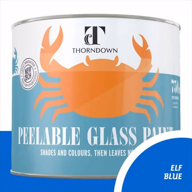 Thorndown Elf Blue Peelable Glass Paint, Satin Blue, 11.5 cm