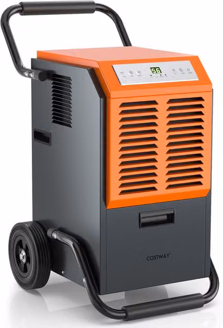 Costway 63L Commercial Industrial Dehumidifier in Grey and Orange with Metal Construction