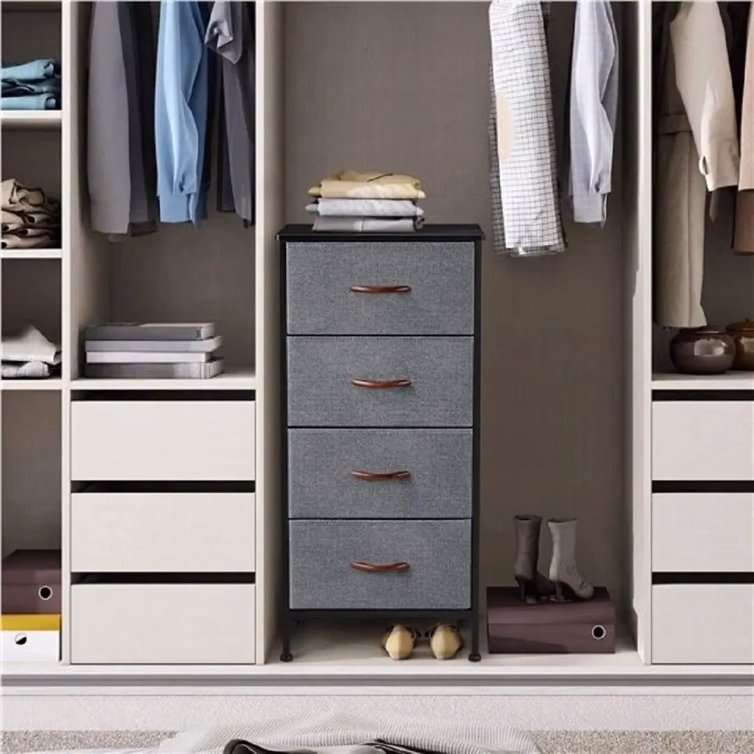 EONLION 4-Drawer Fabric Chest Storage Dresser in Dark Grey – 6