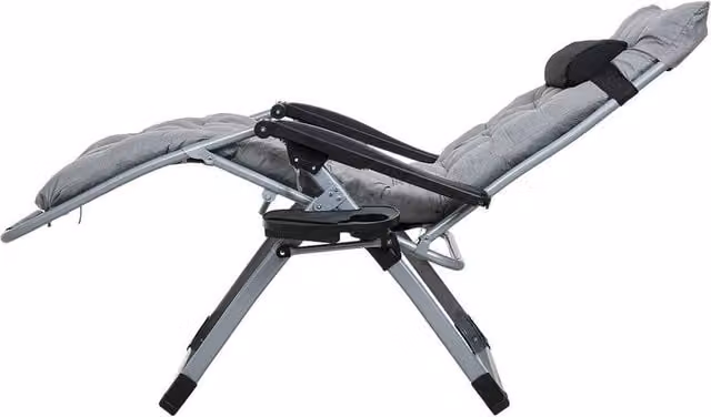 Kelvenix Grey Adjustable Garden Sun Chair with Upholstered Cushion and Cup Holder – 1
