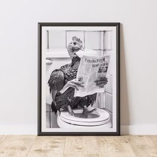 60 Second Makeover Turkey On The Toilet Animal Print Paper Poster, A3
