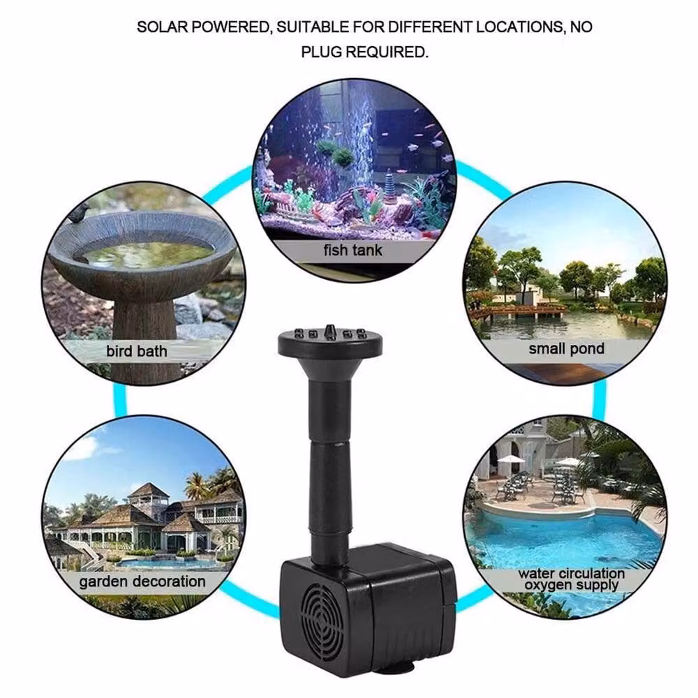 EONLION Solar Powered Water Pump Fountain in Black – 5