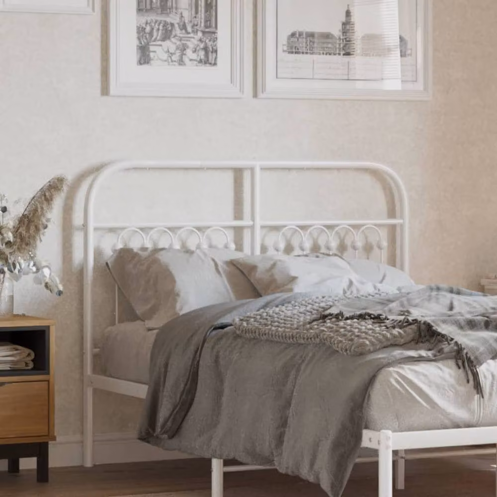 Berkfield Home Classic Metal Headboard in White, 120 cm – 2