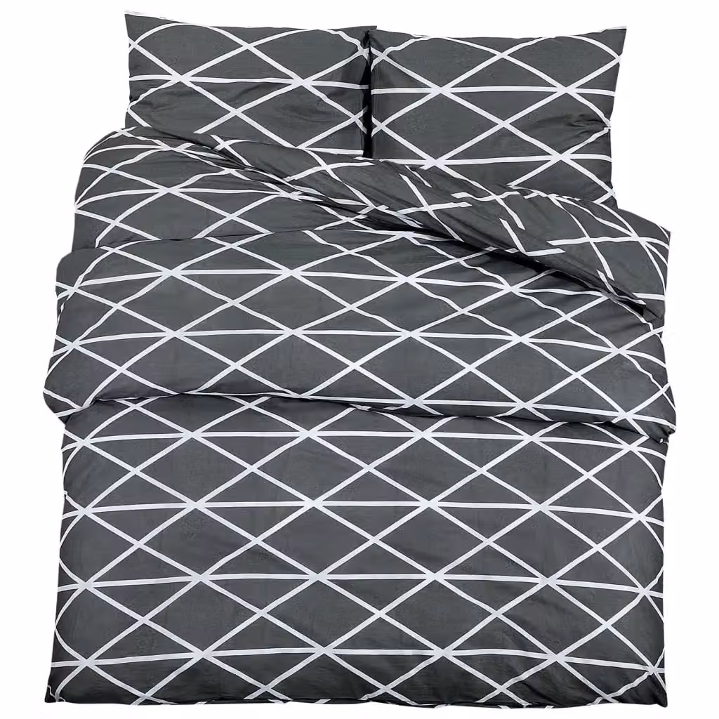 Berkfield Home Grey Cotton Duvet Cover and Pillowcase Set W: 225 cm, H: 220 cm – 2